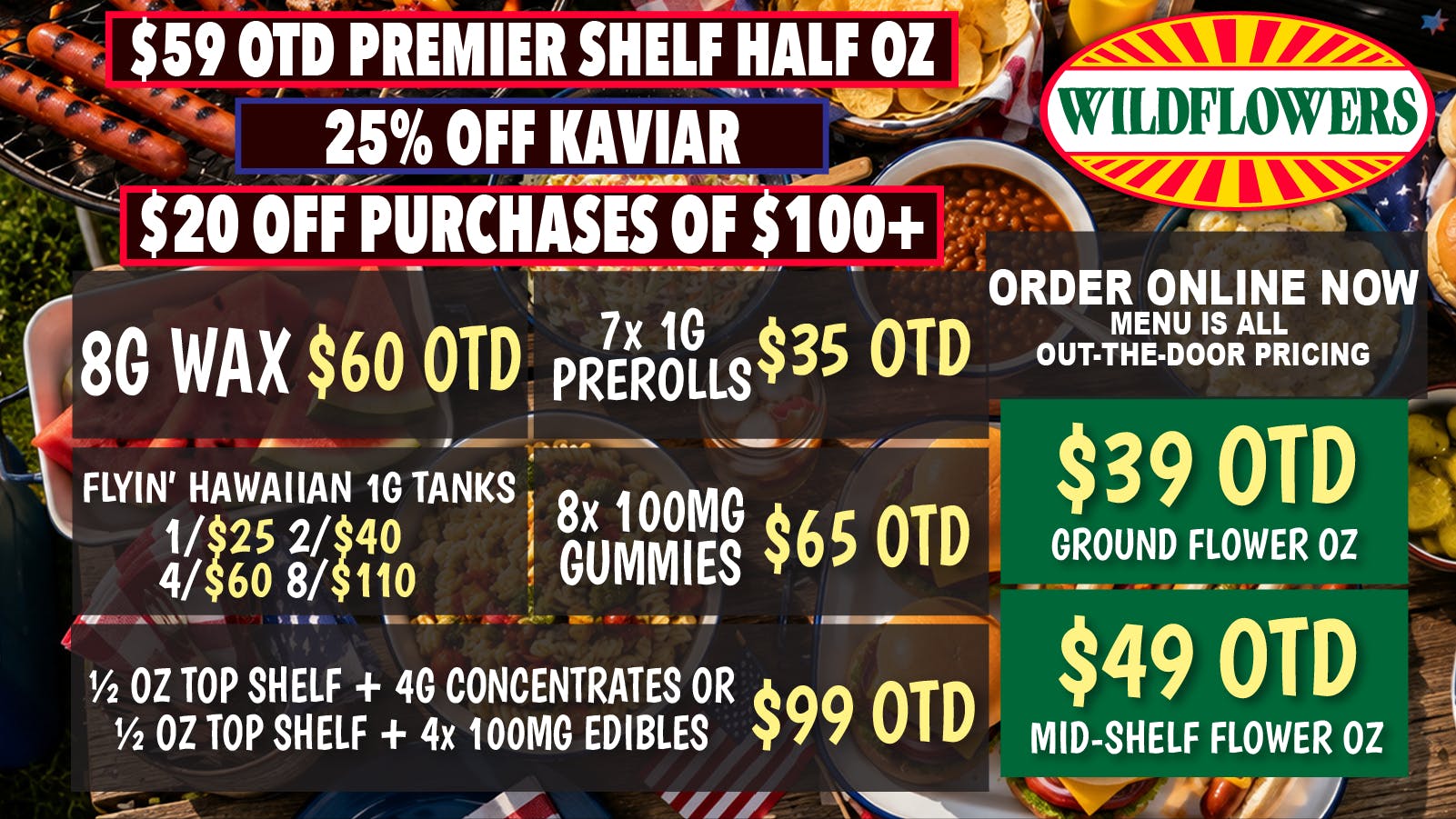 Wildflowers Dispensary 🇺🇸 $59 OTD Premier Shelf Half OZ, 25% Off Kaviar