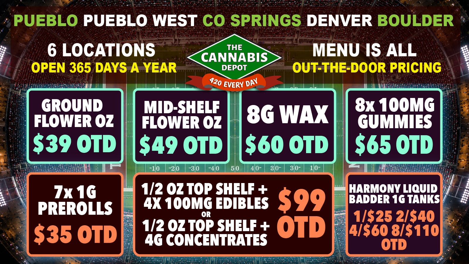 The Cannabis Depot - Denver 🌱 $49 Mid-Shelf OZ OTD 🔥 8G Wax $60 OTD