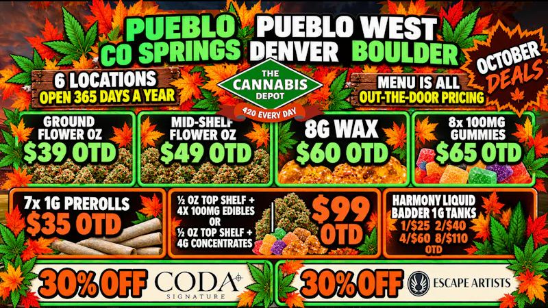 The Cannabis Depot - Denver 🌱 $49 Mid-Shelf OZ OTD 🔥 30% Off Coda Edibles