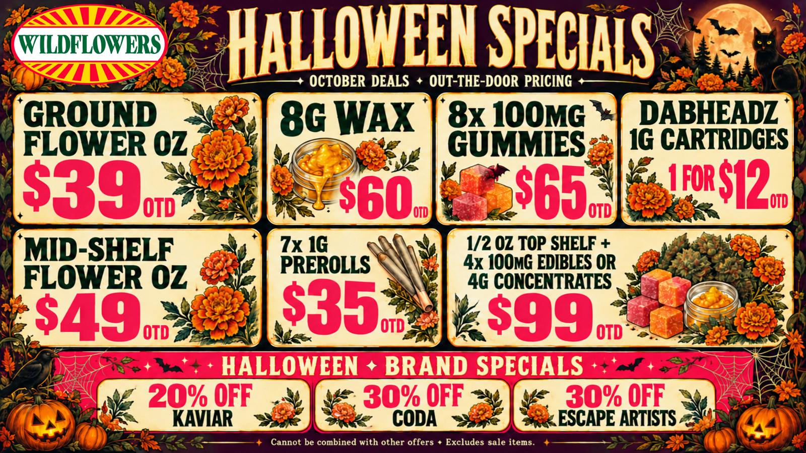 Wildflowers Dispensary 🎃 $49 Mid-Shelf OZ OTD 👻 20% Off Kaviar