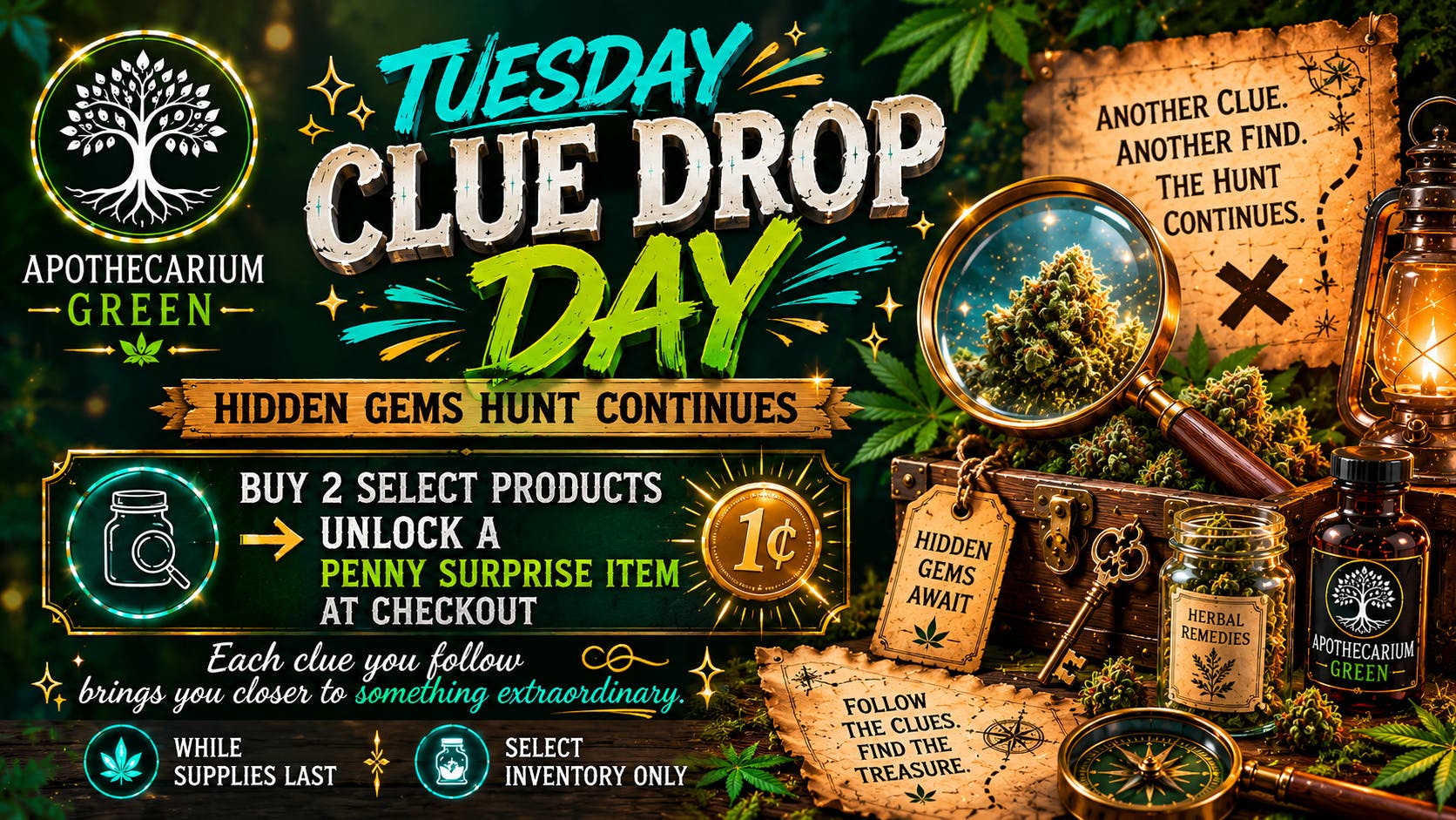 Apothecarium Green 🔍 TUESDAY — CLUE DROP DAY