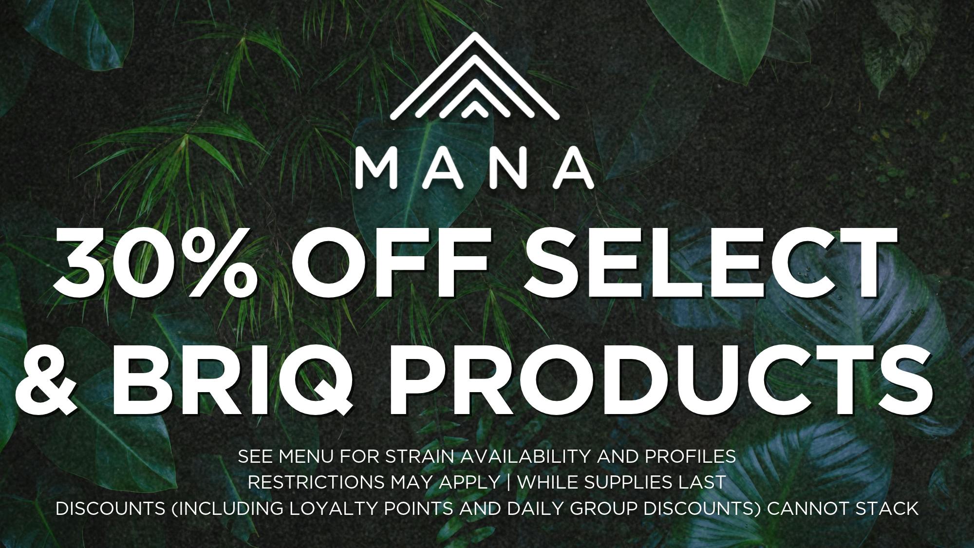 Mana Supply Co. Edgewater 30% off Select Cartridges & Briq Disposables