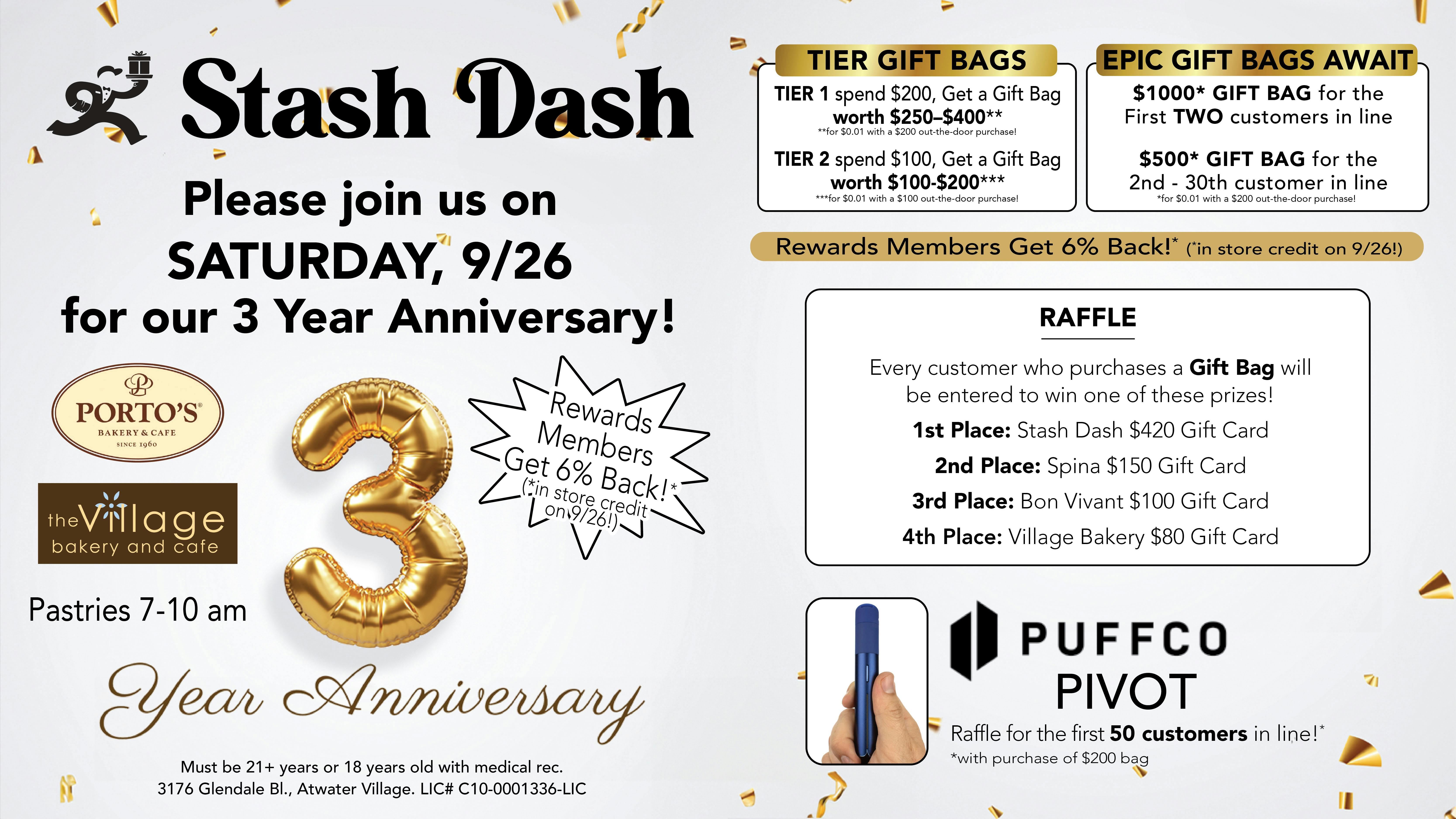 STASH DASH Stash Dash Gift Bags $1000, $500