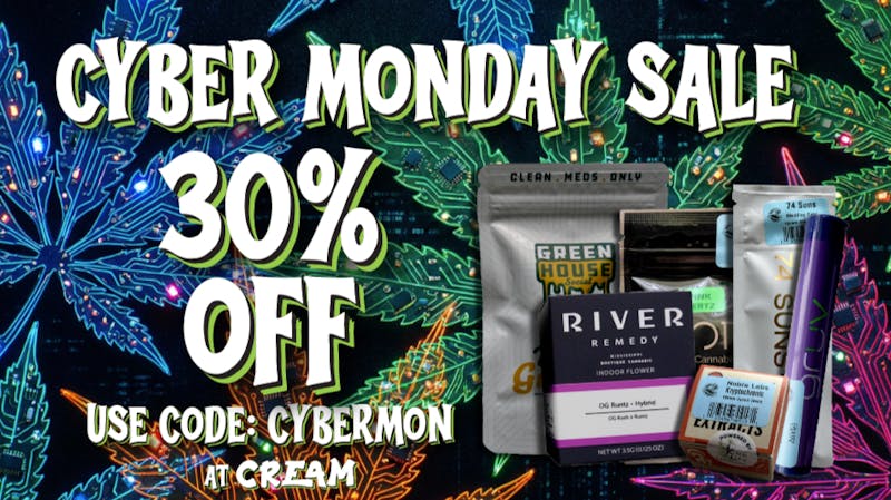 Cream Cannabis Company 30% Off Cyber Monday Sale