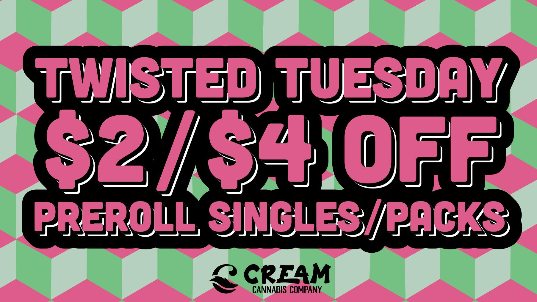 Cream Cannabis Company $2 Off Preroll Singles & $4 Off Preroll Packs