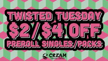 Cream Cannabis Company $2 Off Preroll Singles & $4 Off Preroll Packs