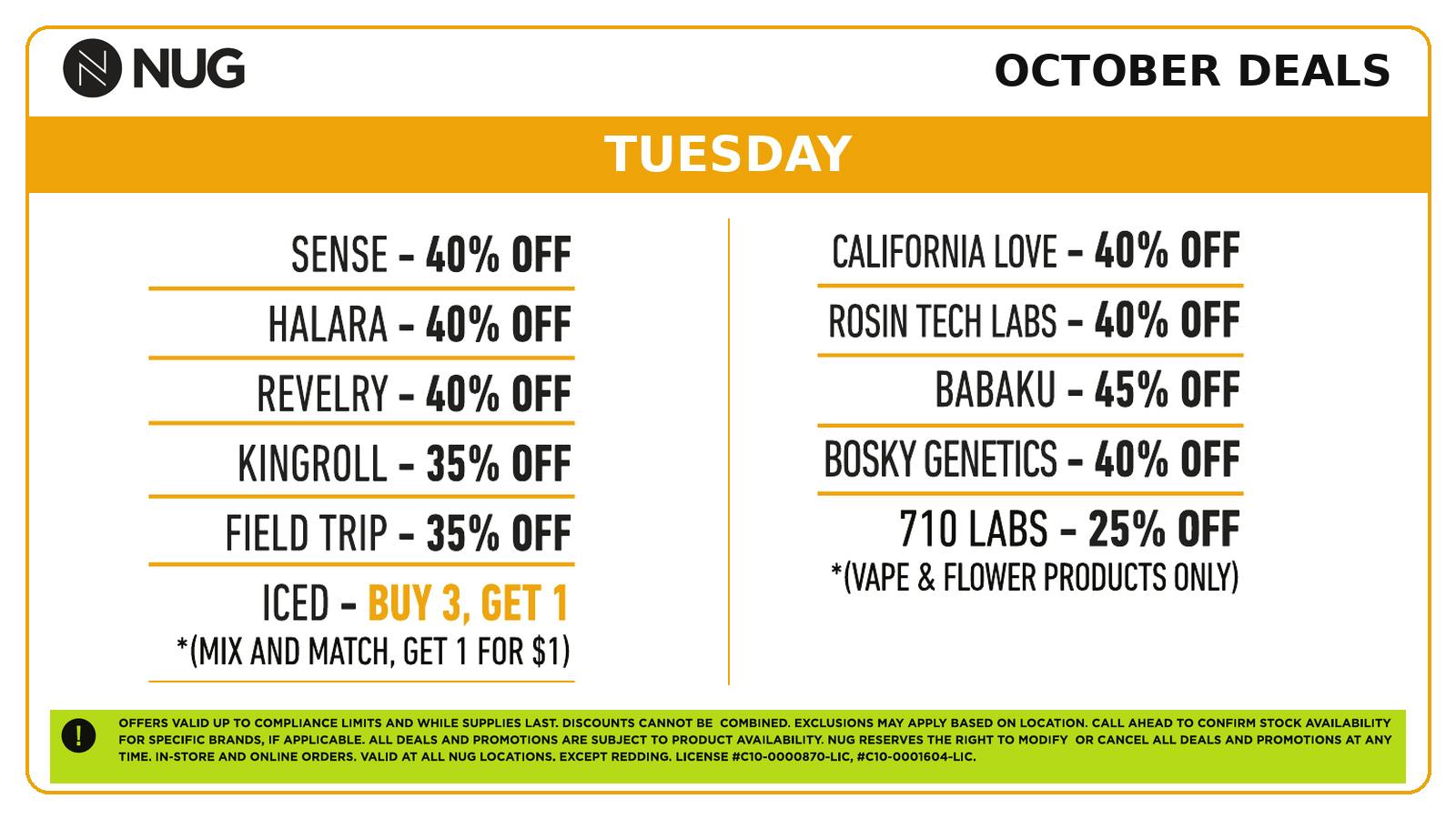 NUG - Santa Rosa NUG 💀 Tuesday Deals!!