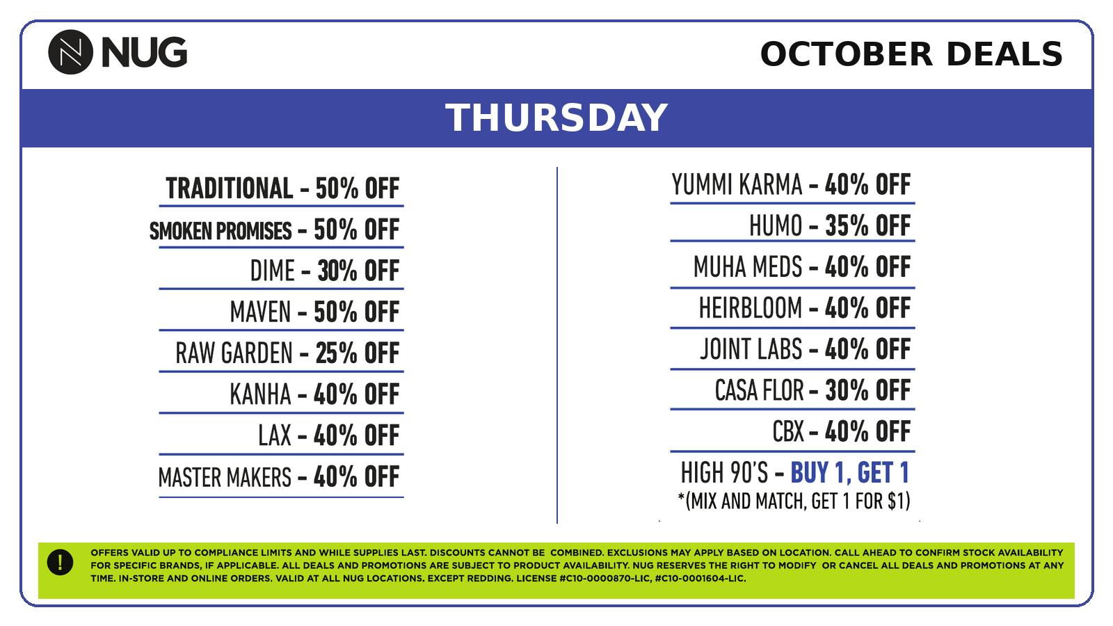 NUG - Santa Rosa NUG 💀 Thursday Deals!!
