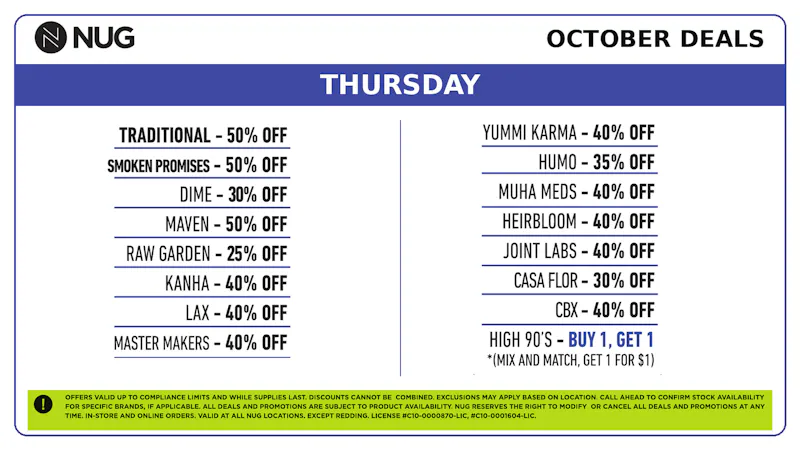 NUG - Santa Rosa NUG 💀 Thursday Deals!!
