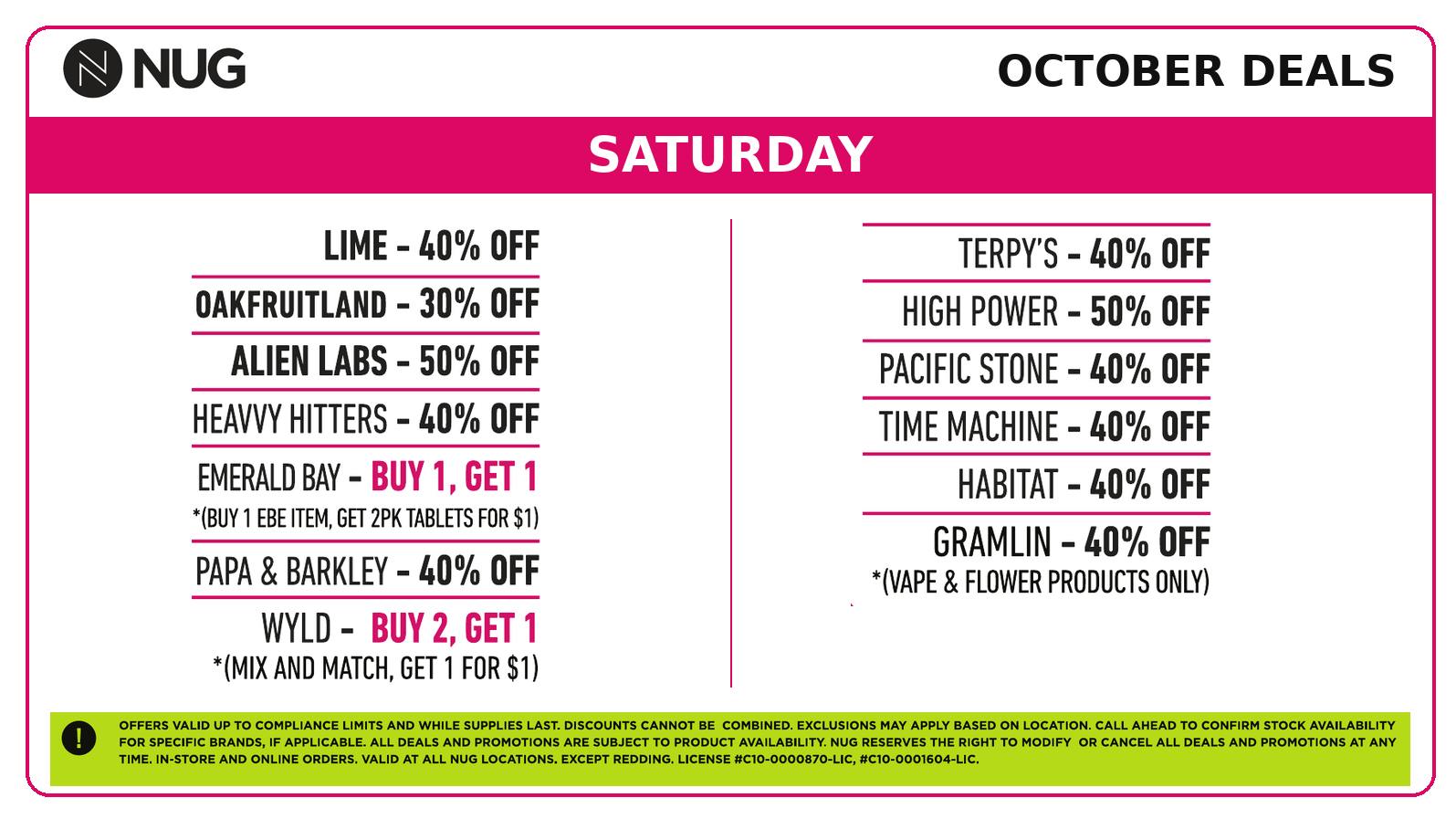 NUG - Santa Rosa NUG 💀 Saturday Deals!!