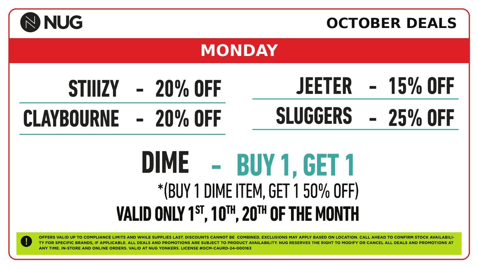 NUG Yonkers NUG 🕷️🕸️ Monday Deals!