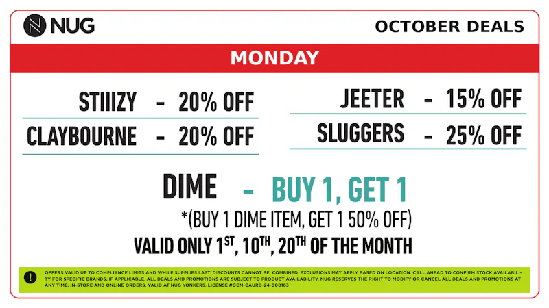 NUG Yonkers NUG 🕷️🕸️ Monday Deals!