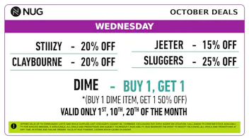 NUG Yonkers NUG 🕷️🕸️ Wednesday Deals!
