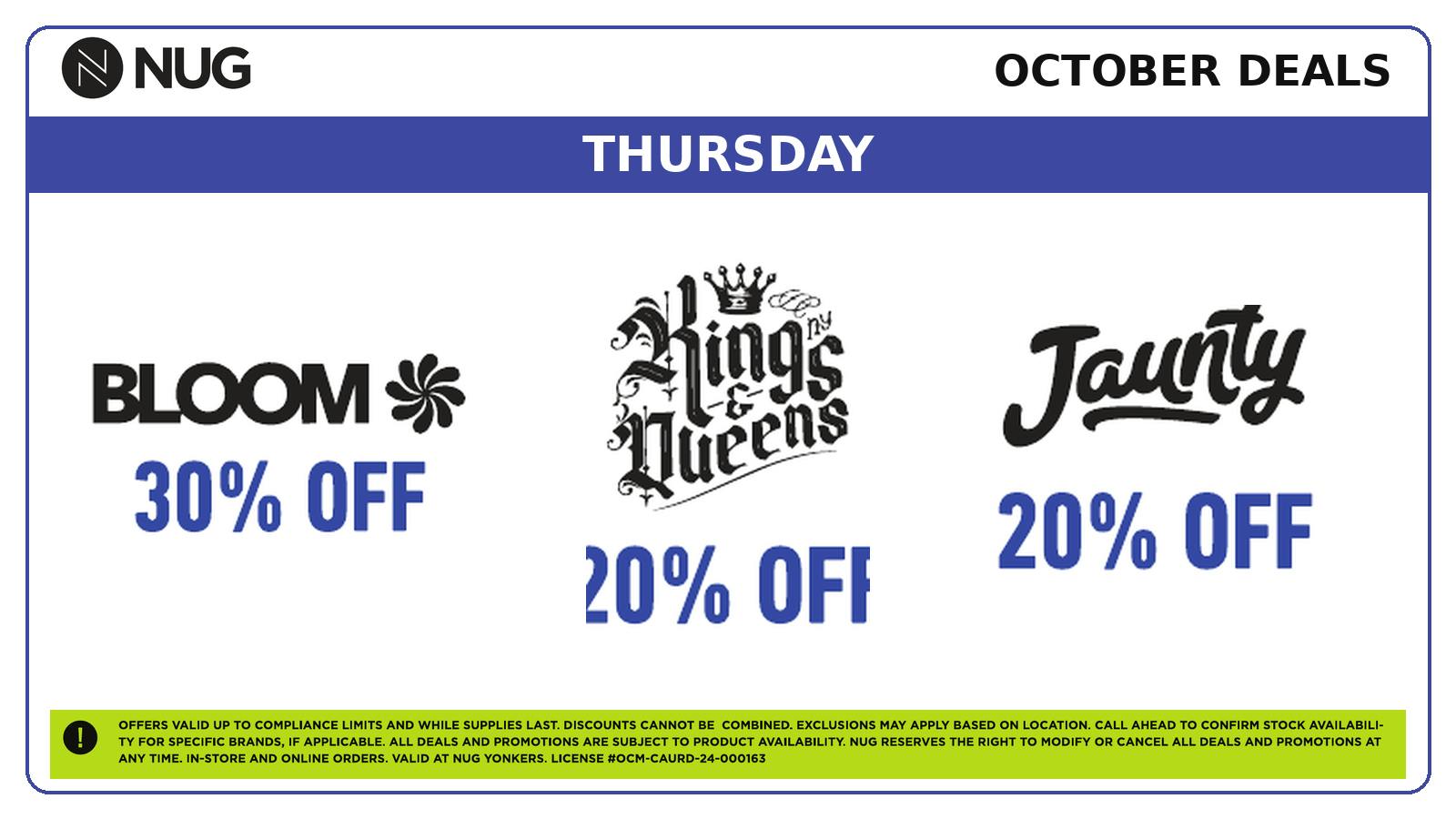 NUG Yonkers NUG 🕷️🕸️ Thursday Deals!