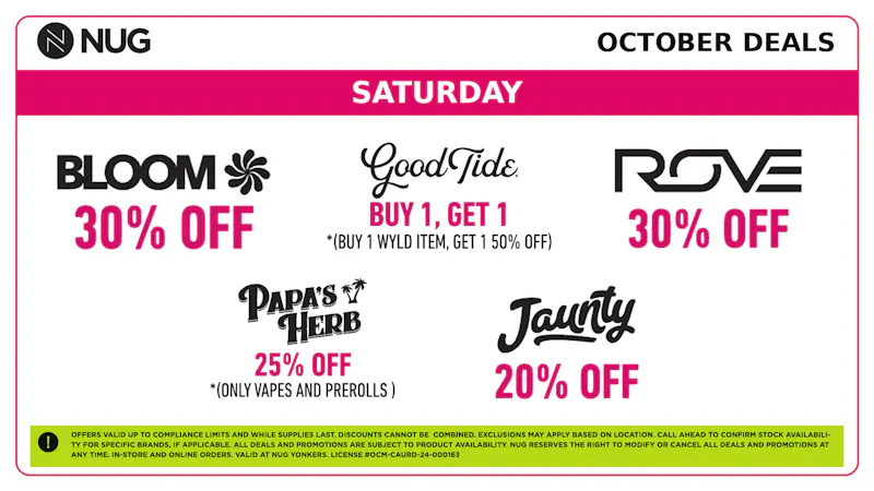 NUG Yonkers NUG 🕷️🕸️ Saturday Deals!