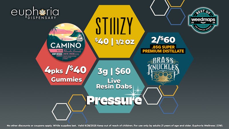 Euphoria Wellness - Marijuana Dispensary Stiiizy 1/2oz $40 | 2/$60 Brass Knuckles Dispos