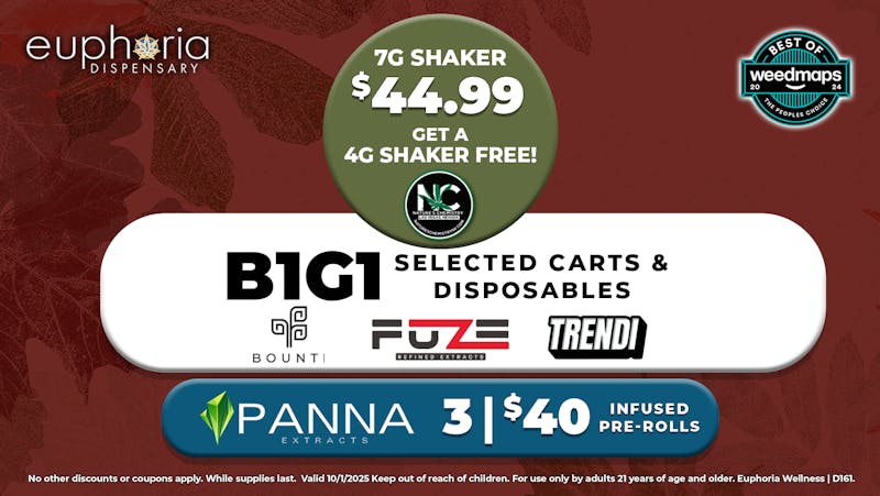Euphoria Wellness - Marijuana Dispensary Buy Natures Chem 7g Shaker Get 4g Shaker Free