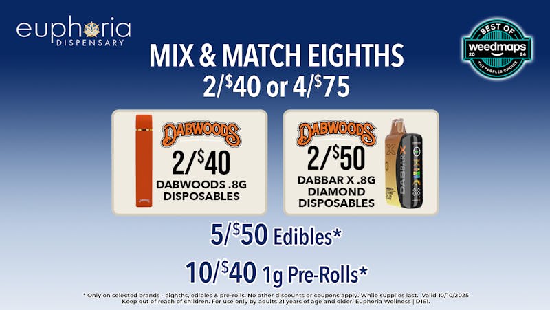 Euphoria Wellness - Marijuana Dispensary 2/$40 or 4/$75 8ths | 10/$40 Selected 1g Pre-Rolls