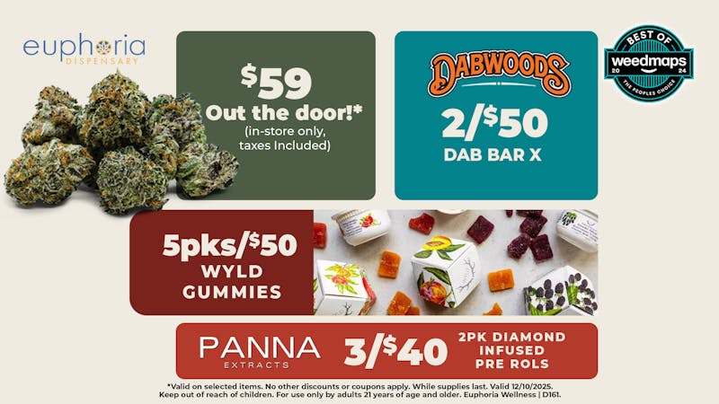 Euphoria Wellness - Marijuana Dispensary $59 1/2oz Out the Door | 5pks/$50 Wyld Gummies