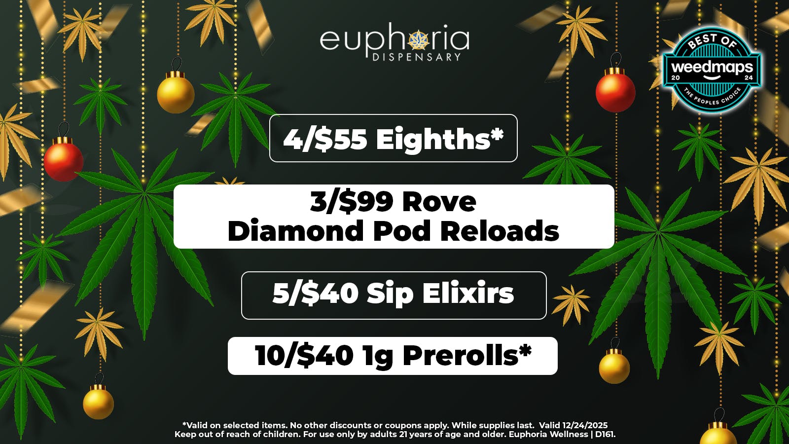 Euphoria Wellness - Marijuana Dispensary 4/$55 8ths | 3/$99 Rove Diamond Pod Reloads