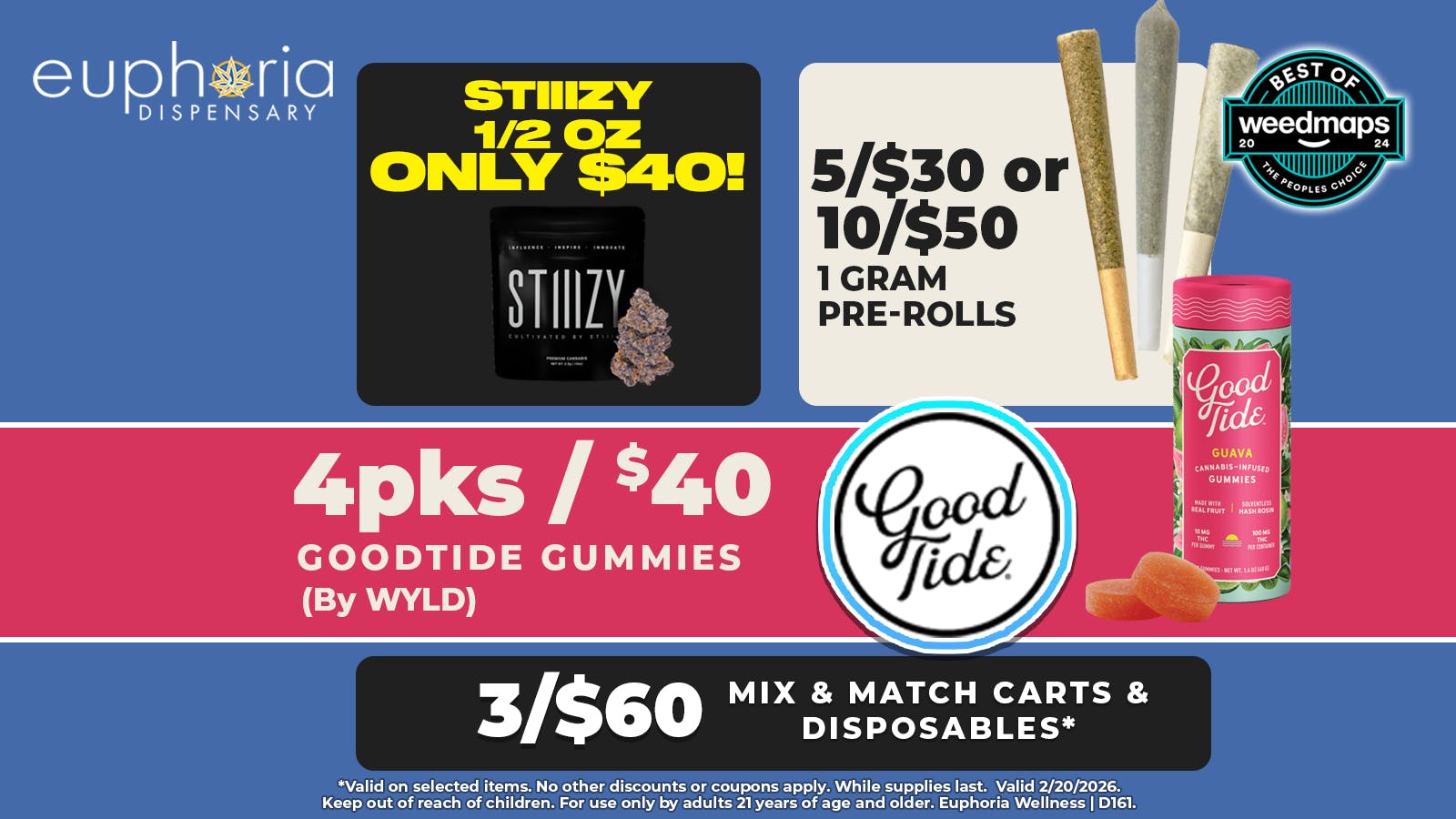 Euphoria Wellness Delivery - West LV Stiiizy 1/2oz ONLY $40 | 3/$60 Carts & Disposables