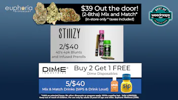Euphoria Wellness - Marijuana Dispensary 2 8ths for $39 Out The Door | B2G1 Dime Disposable
