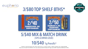 Euphoria Wellness - Marijuana Dispensary 2 8ths for $39 Out the Door | 10/$40 1g Pre-Rolls