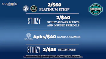 Euphoria Wellness - Marijuana Dispensary 2/$60 Platinum 8ths | 2/$35 Stiiizy Pods