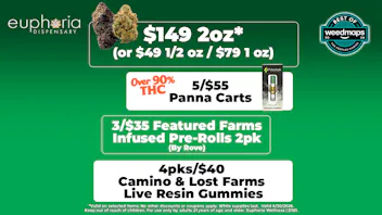 Euphoria Wellness - Marijuana Dispensary $149 2oz | 5/$55 Panna Cartridges Over 90% THC