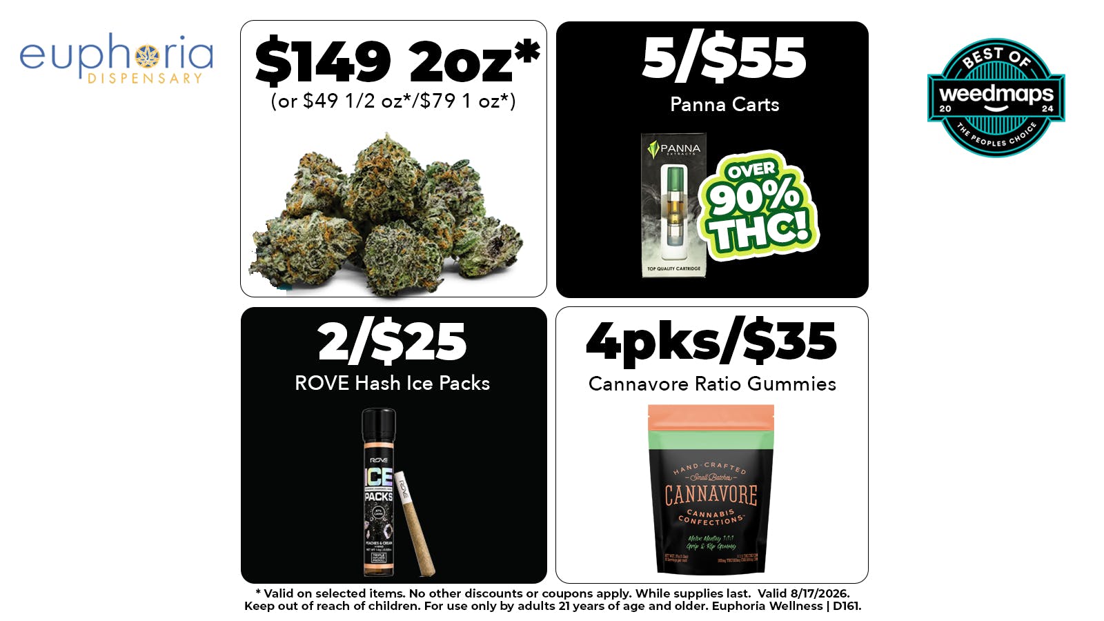 Euphoria Wellness Delivery - West LV $149 2oz | 5/$55 Panna Cartridges | 2x Rewards