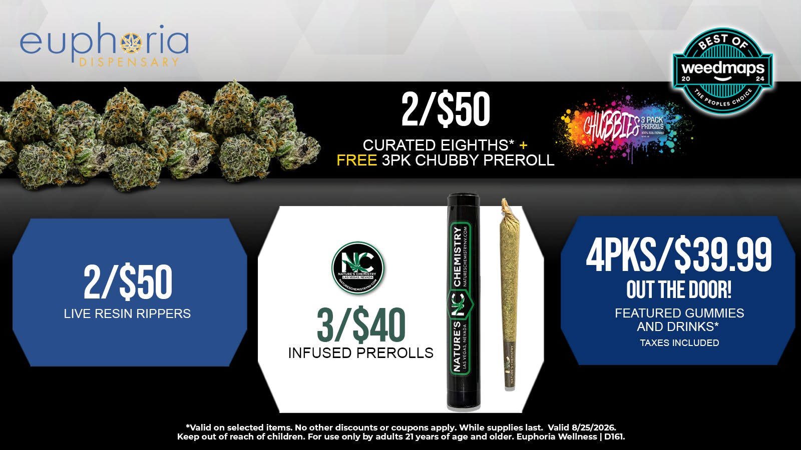 Euphoria Wellness Delivery - Henderson / Green Valley 2/$50 Mix & Match 8ths | 2/$50 Rippers