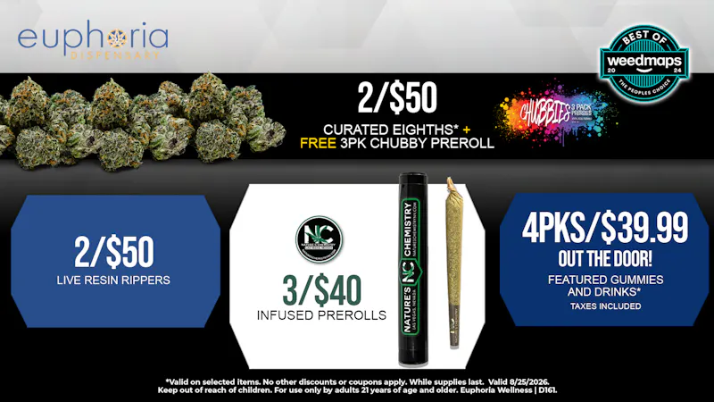 Euphoria Wellness Delivery - Henderson / Green Valley 2/$50 Mix & Match 8ths | 2/$50 Rippers