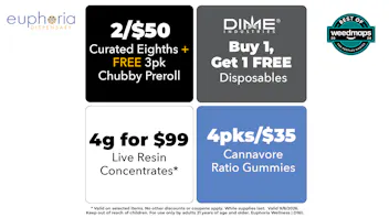 Euphoria Wellness - Marijuana Dispensary 2/$50 Curated 8ths | B1G1 Dime Disposables