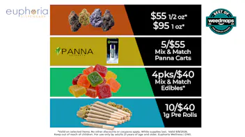 Euphoria Wellness - Marijuana Dispensary $55 1/2oz - $95 1oz | 5/$55 Panna Cartridges