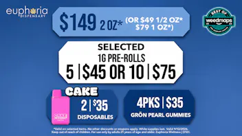 Euphoria Wellness - Marijuana Dispensary $149 2oz | 2/$35 Cake Disposables