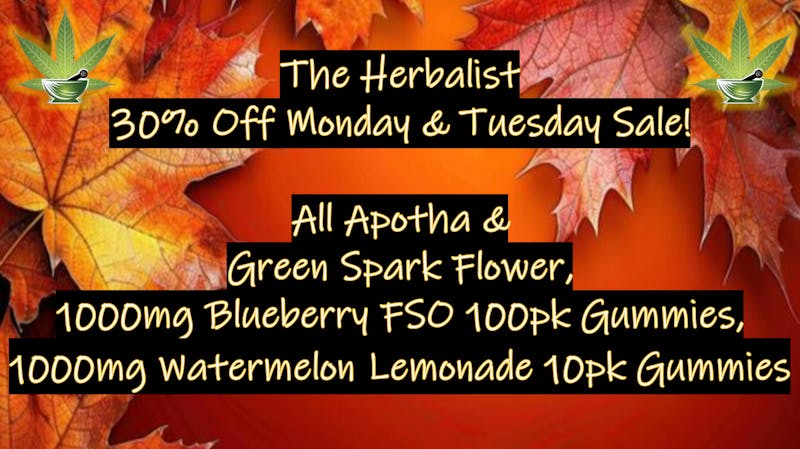 The Herbalist 30% Off Monday and Tuesday Sale