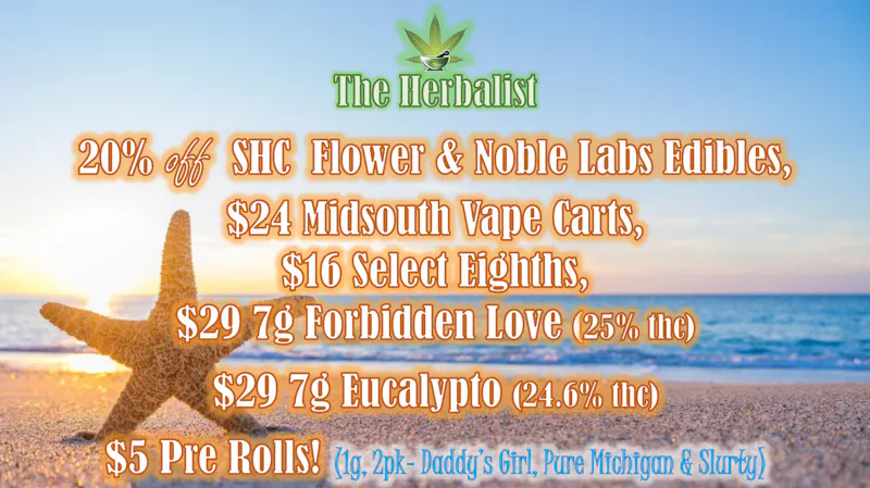 The Herbalist 20% off SHC flower & Noble Labs Edibles