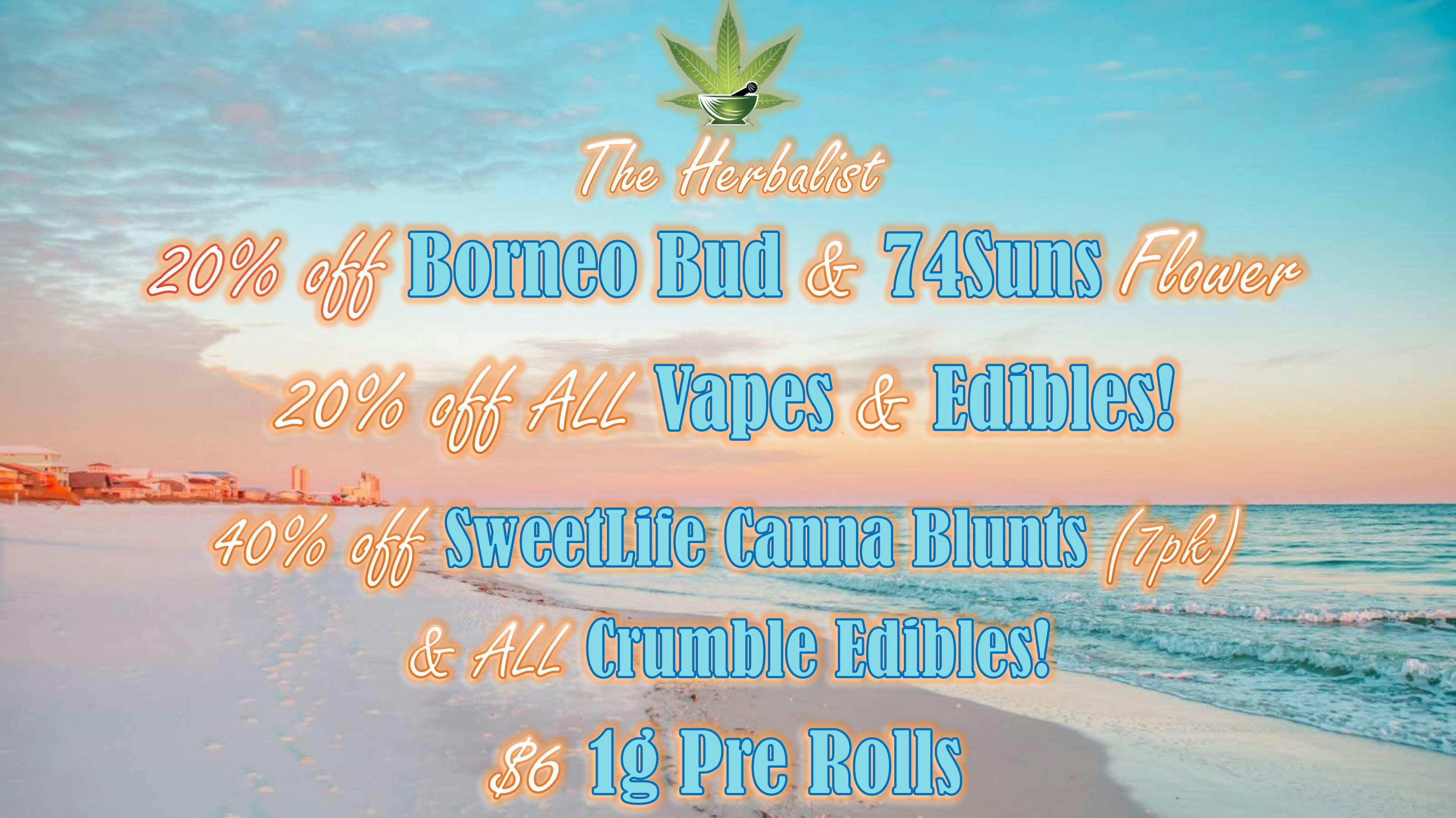 The Herbalist 20% off 74SUNS & BORNEO BUD Flower