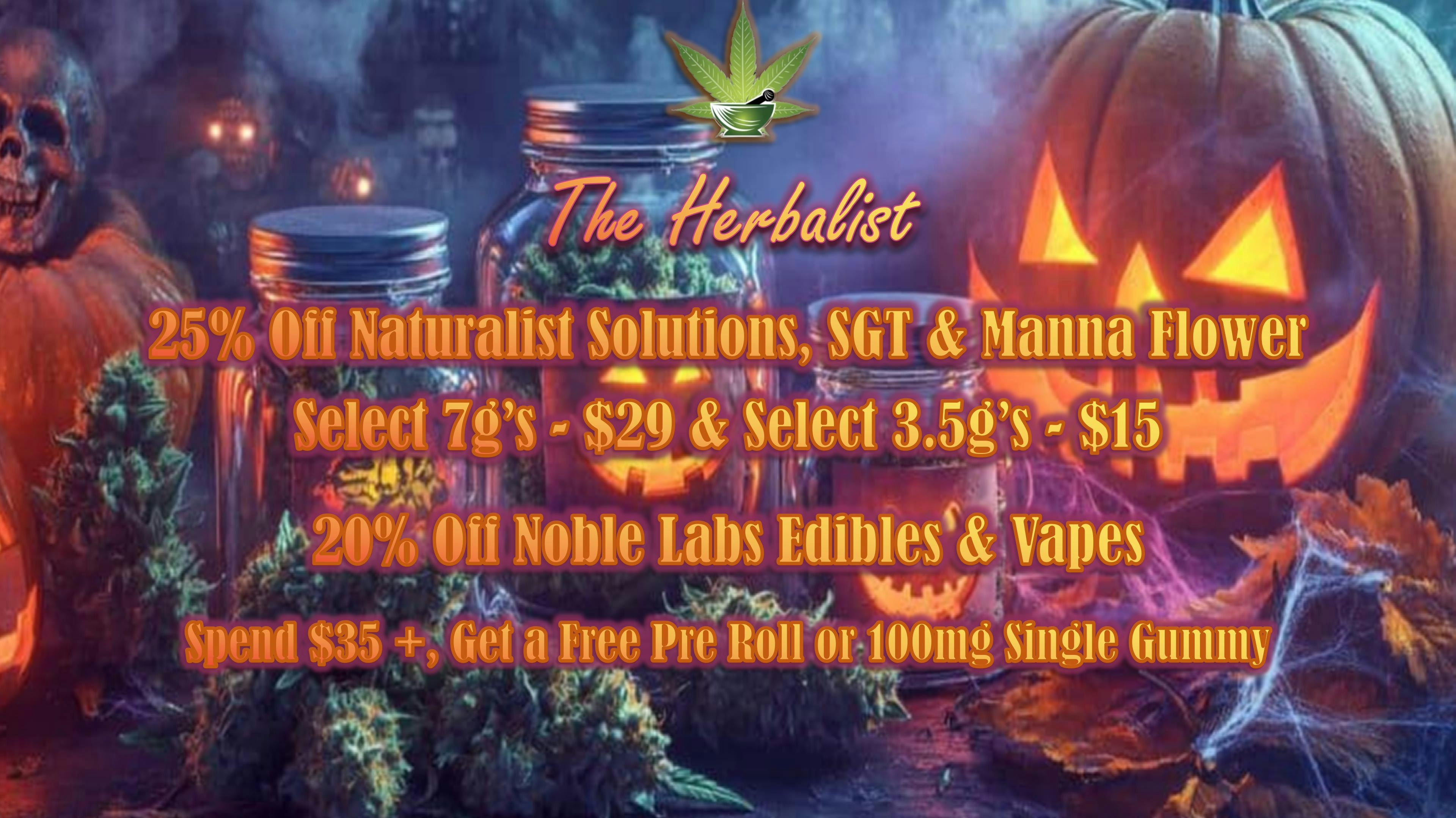 The Herbalist 25% Off Naturalist Solutions, SGT and Manna Flower