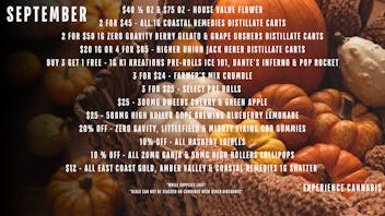 Experience Cannabis September Monthly Deals