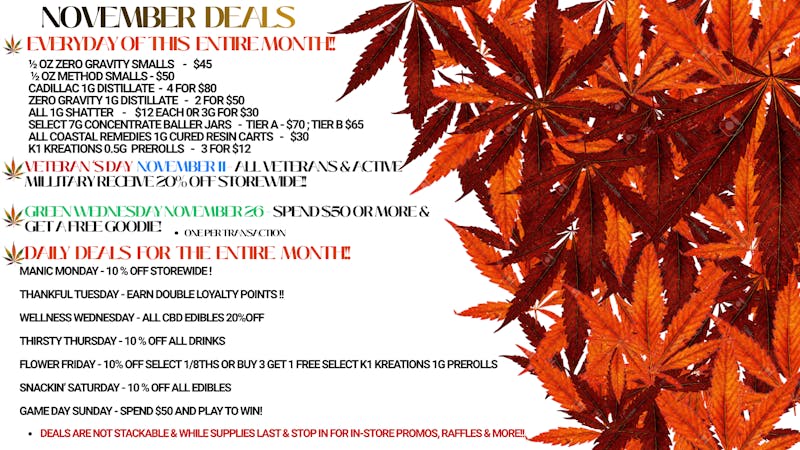 Experience Cannabis November DEALS!!