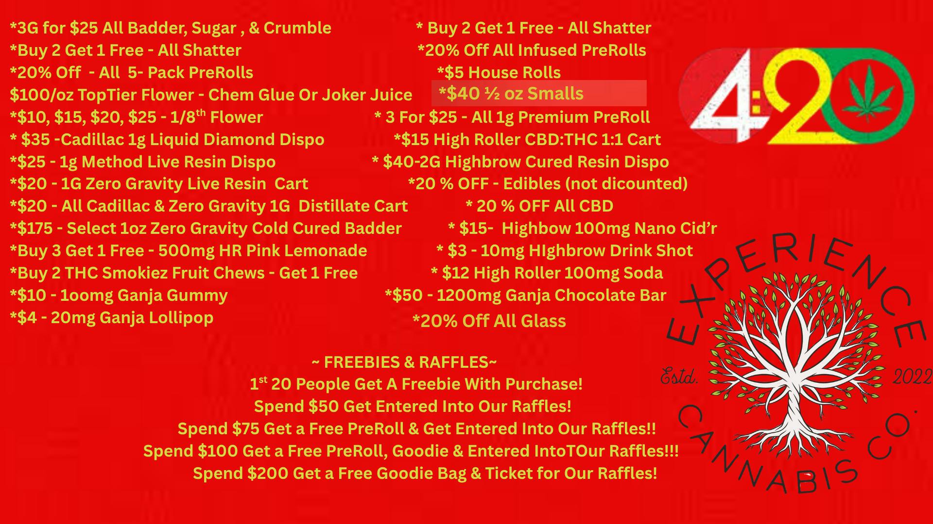 Experience Cannabis Happy 420 Deals!