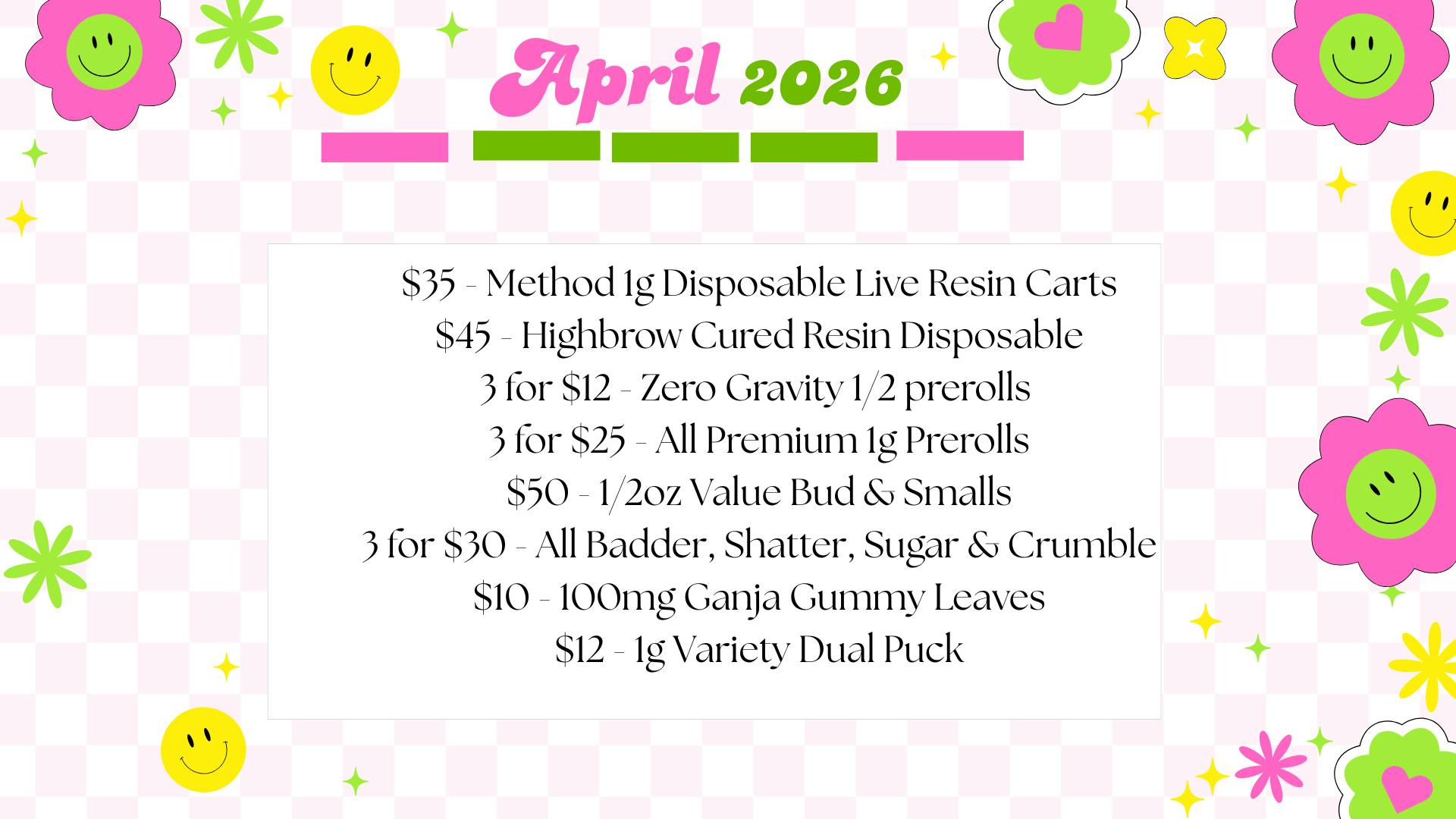 Experience Cannabis april monthly deals