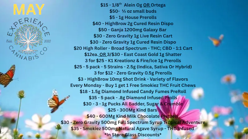 Experience Cannabis May Monthly Deals
