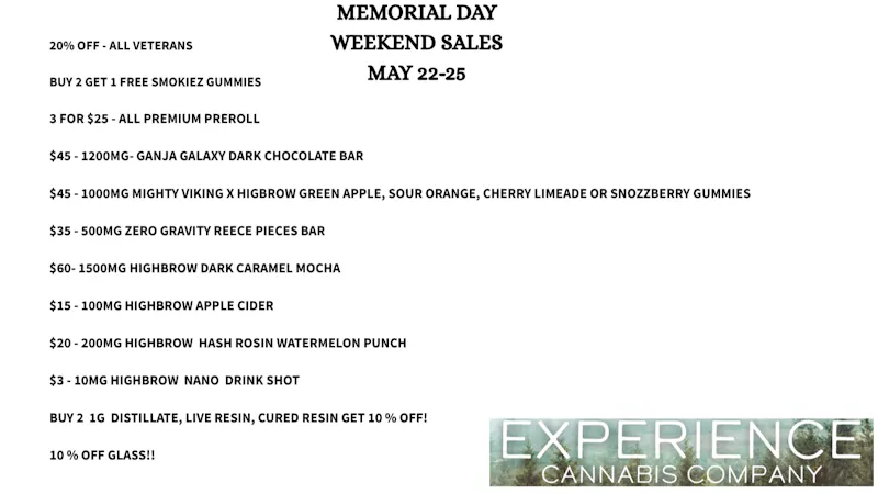 Experience Cannabis Memorial Day Weekend