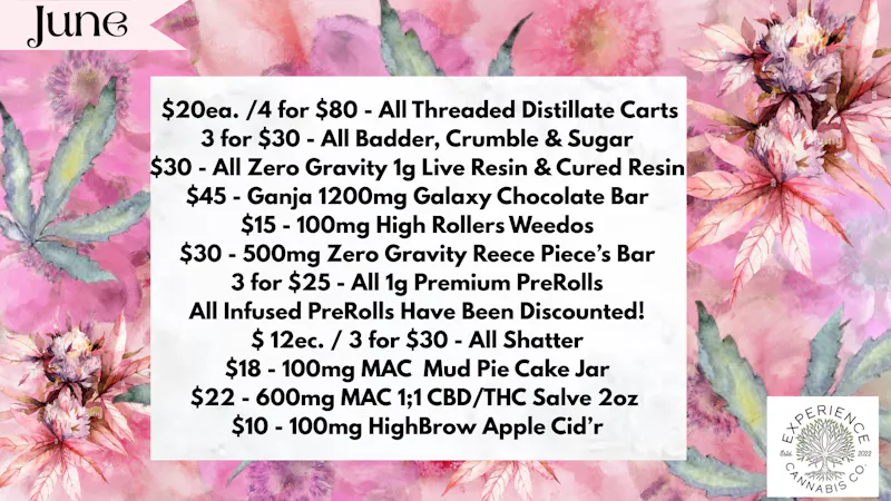Experience Cannabis June Monthly Deals