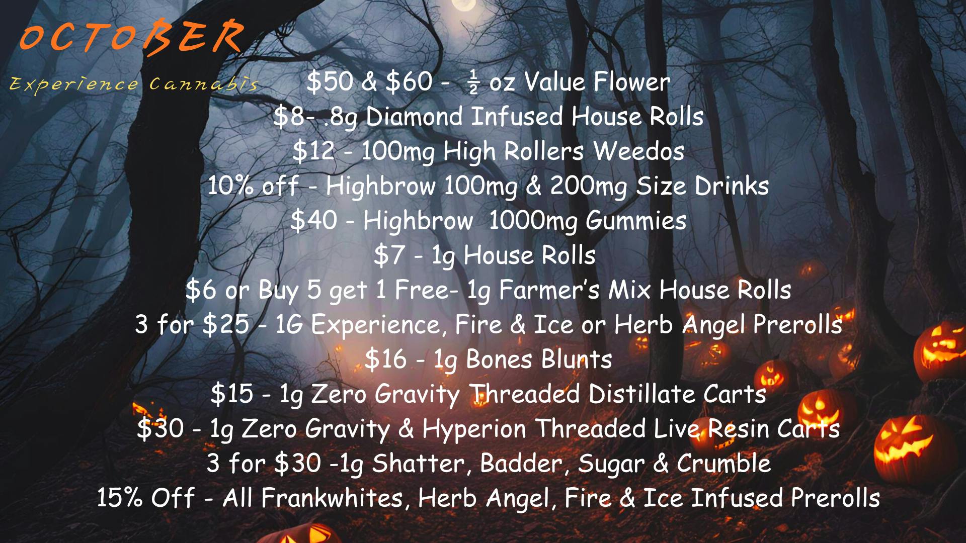 Experience Cannabis October Monthly Deals