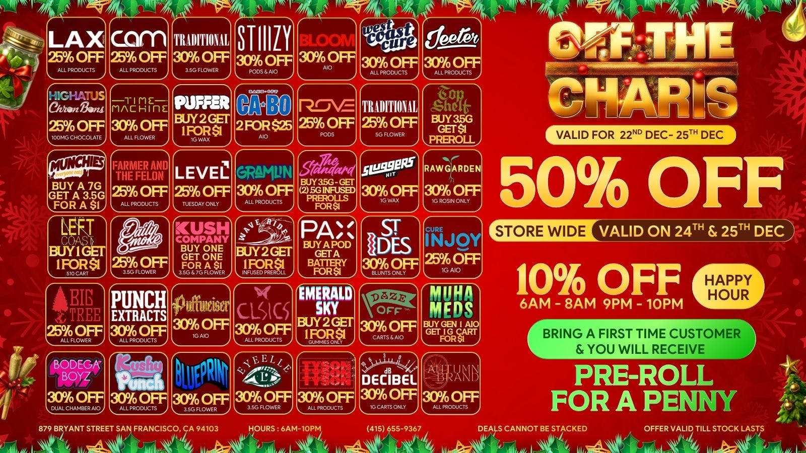 Off the Charts - San Francisco HAPPY HOLIBLAZE!!! WHOLE STORE HALF OFF!!!!!