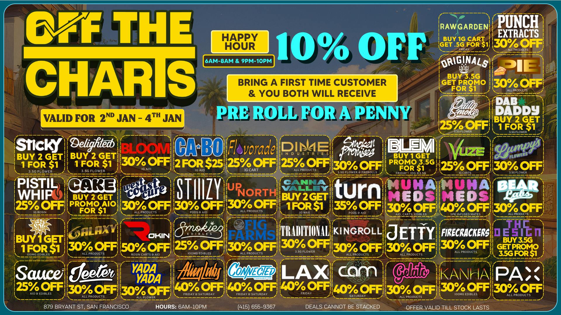 Off the Charts - San Francisco NEW YEAR NEW DEALS!!!!