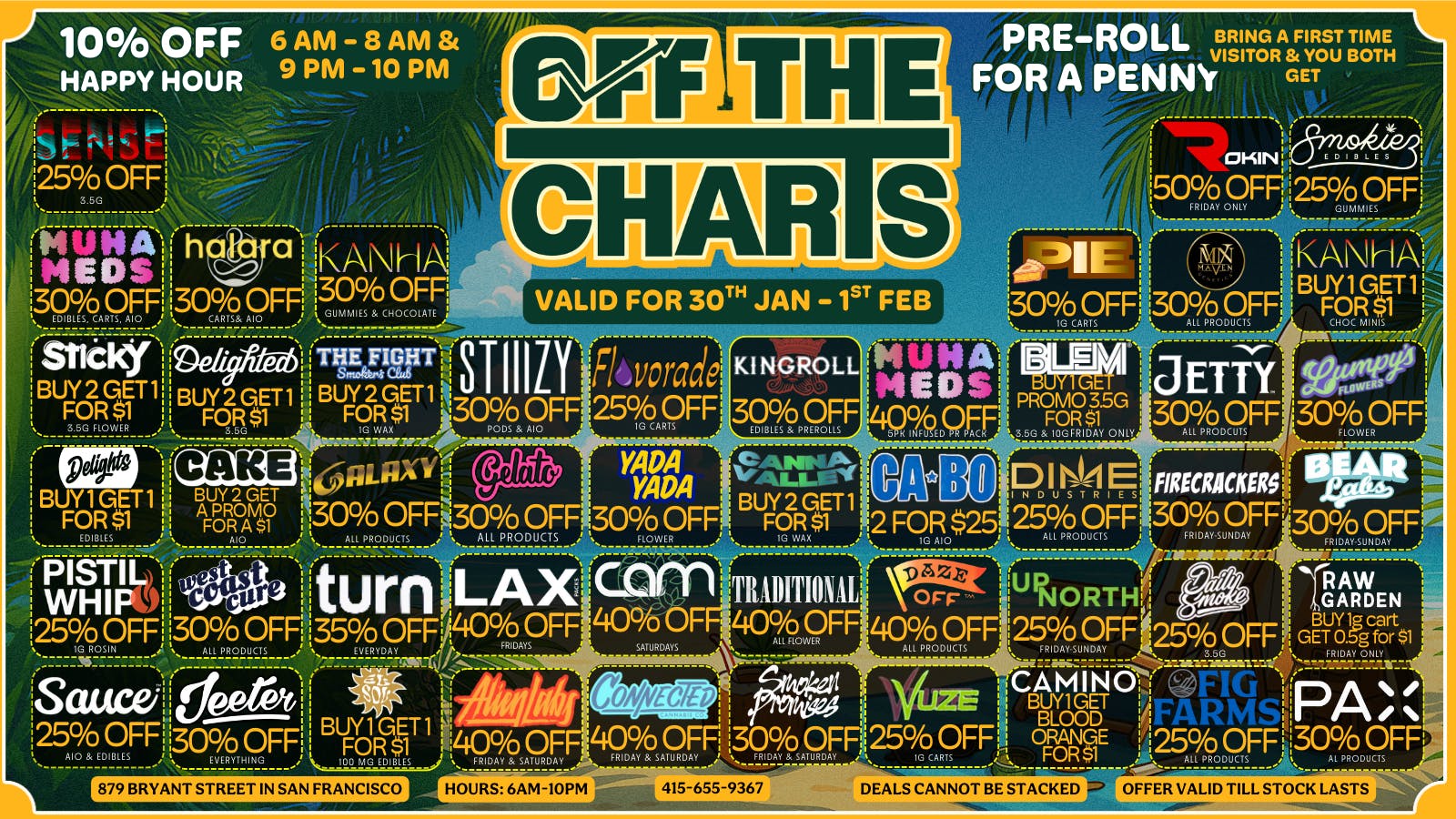 Off the Charts - San Francisco OTC SF WEEKEND DEALS!!!